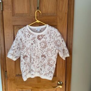 Rachel Zoe Cream and Brown Floral Sweater